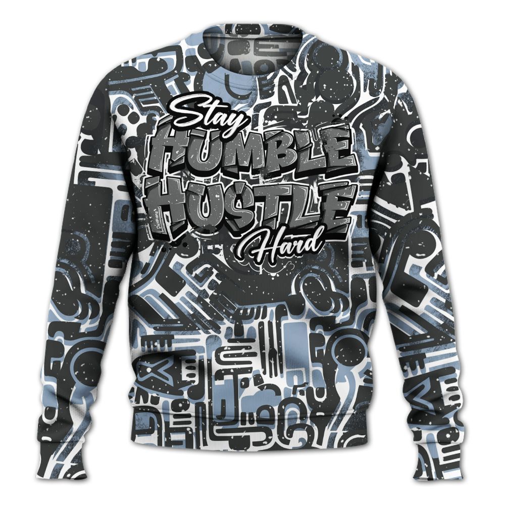 Sweatshirt To Match Reverse Black White 6s - Humble Hustle Retro All Over Print
