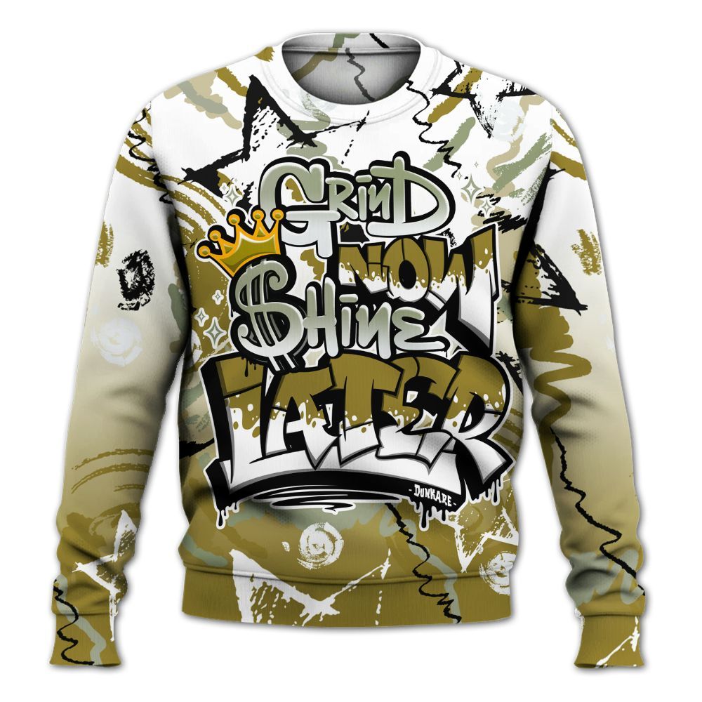 Sweatshirt To Match Air Flightposite Metallic Gold - Grind Shine Later Drip All Over Print