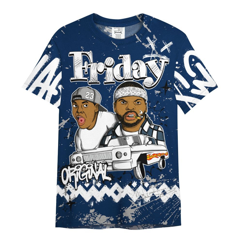 Shirt To Match SB White Navy 4s - Friday Sneaker Crayon All Over Print