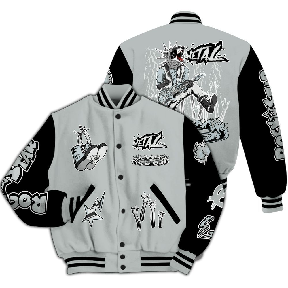 Varsity Jacket To Match Black Wolf Grey 12s - Punk Rock Raccoon All Over Print