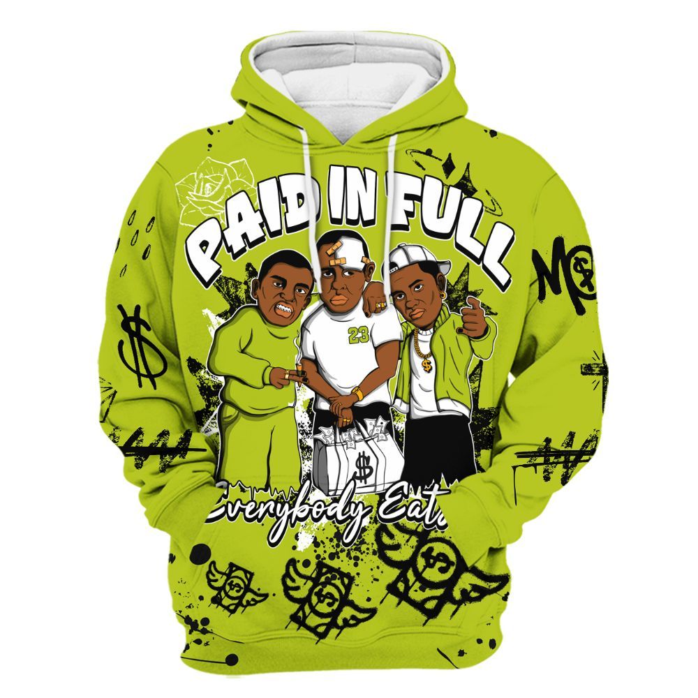 Hoodie To Match Bright Cactus 13s - Everybody Paid In Full Crayon All Over Print