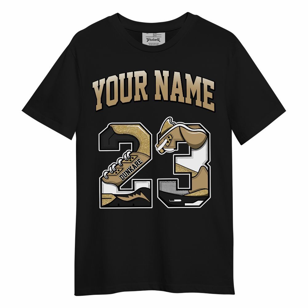 Shirt To Match High OG Black Metallic Gold 1s - Custom Name Number 23 5s Unisex Shirt