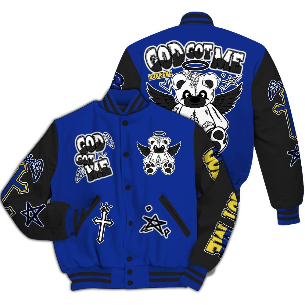 Varsity Jacket To Match Laney 14s - Gods Guides Me Bear All Over Print