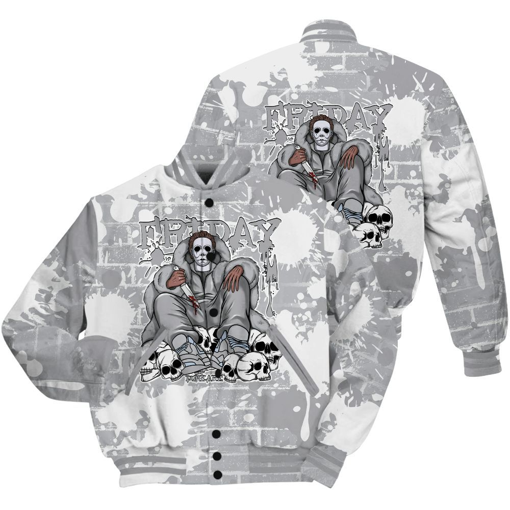 Varsity Jacket To Match Low OG Wolf Grey 1s Shirt - Friday Brick All Over Print