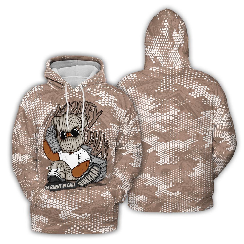 Hoodie To Match OG Latte 1s Hoodie - Money Talk Bear Banknotes Art Hoodie Unisex