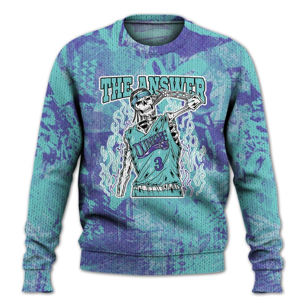 Knitted Sweater To Match Low Hornets 1s - Allen Answer Skeleton Heart
