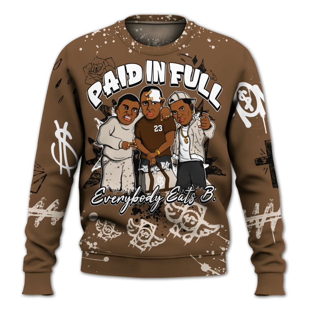 Sweatshirt To Match Eggnog 12s - Everybody Paid In Full Crayon All Over Print