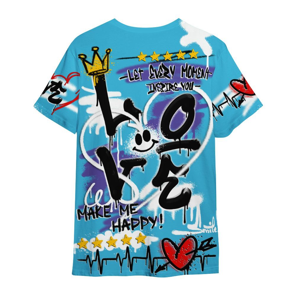 Shirt To Match Retro Aqua 6s - Happy Love Beats Graffiti Streetwear All Over Print
