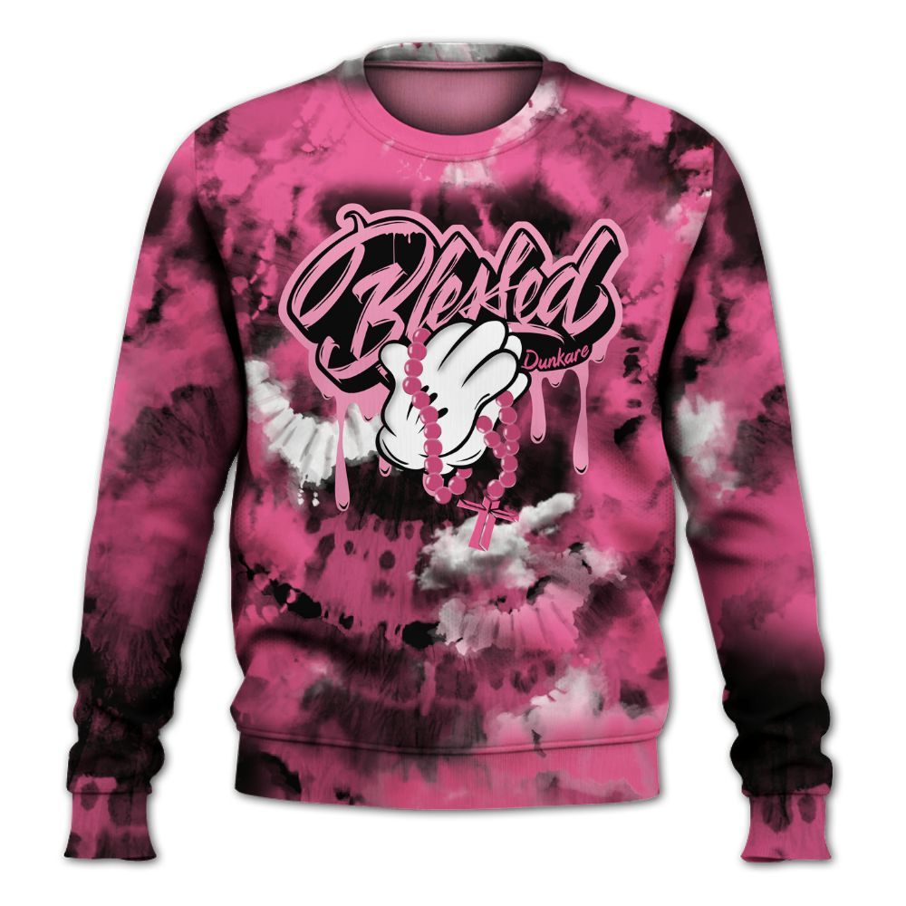 Sweatshirt To Match Air Max SNDR Hyper Pink - God Blessed Tie Dye All Over Print
