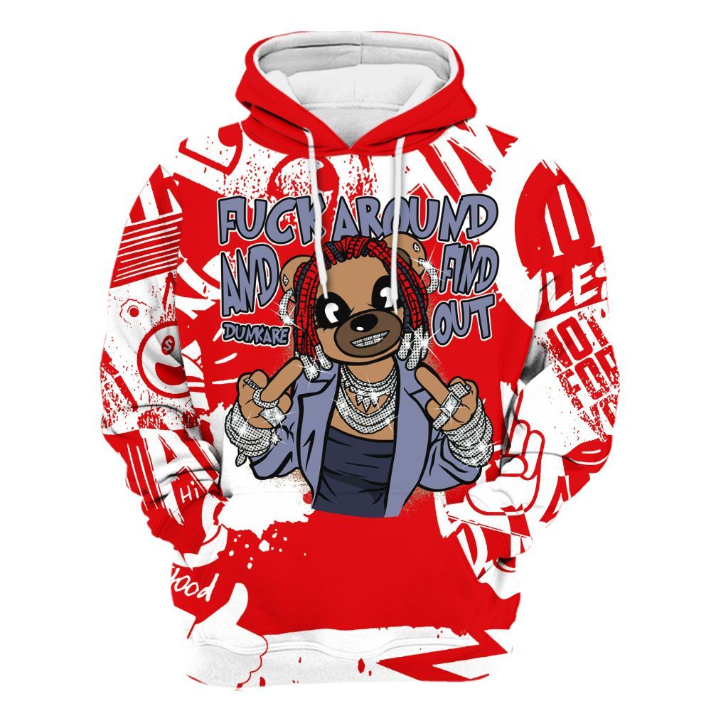 Hoodie To Match Low OG Howard Bison 1s - F#ck Around Bear Bear Monogram Graffiti All Over Print