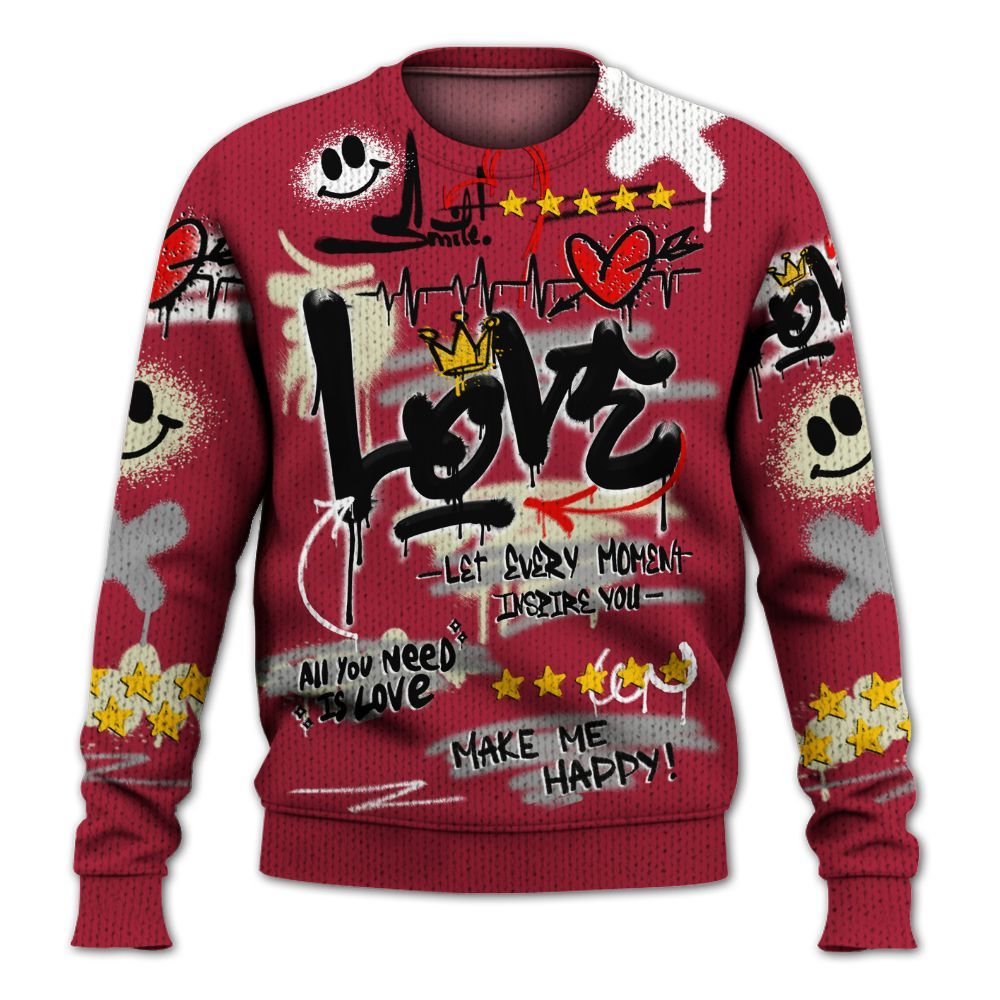 Sweater To Match High OG Chicago Shadow 1s - Happy Love Beats Graffiti Graphic