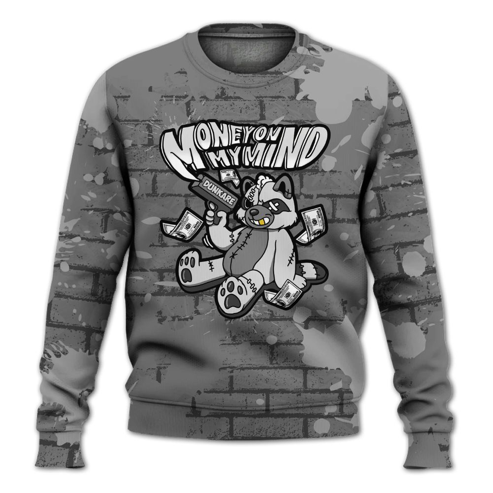 Sweatshirt To Match Black Wolf Grey 12s - Money On My Mind Raccoon Brick All Over Print