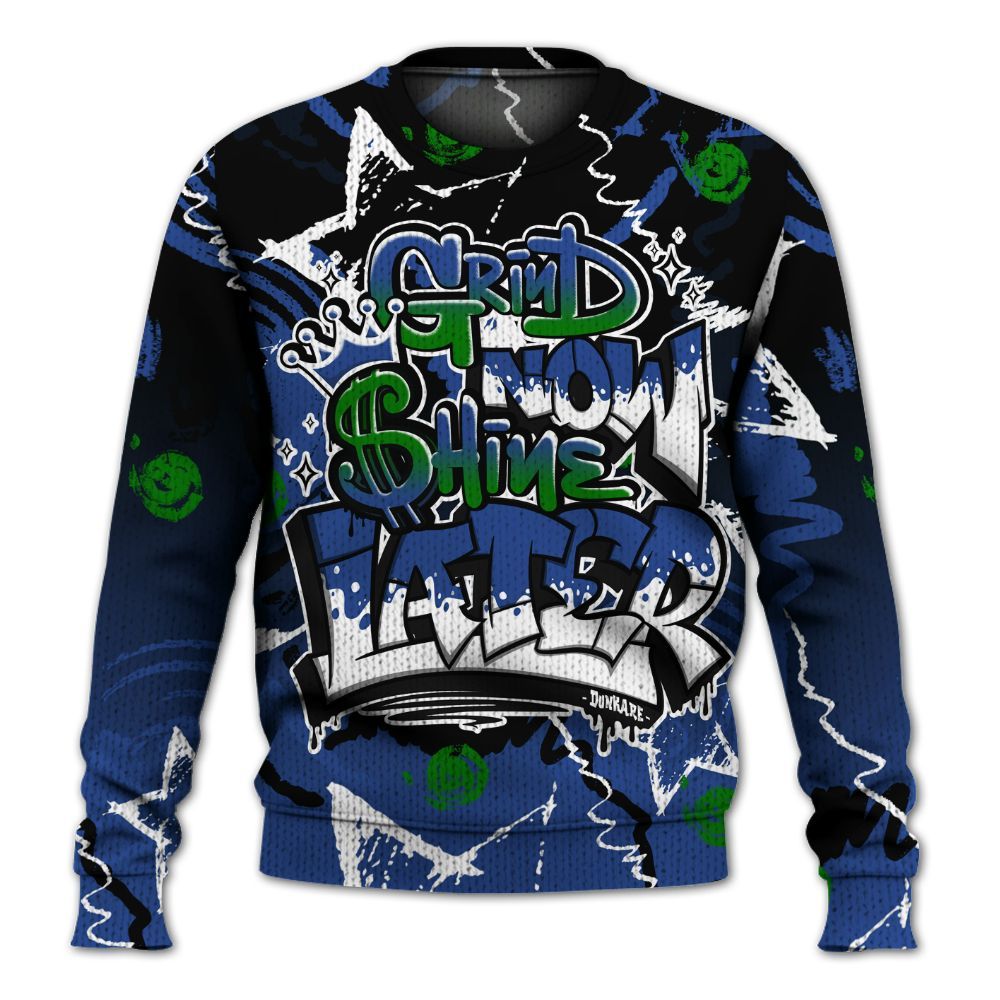 Knitted Sweater To Match Retro Hyper Royal 13s - Grind Shine Later Drip