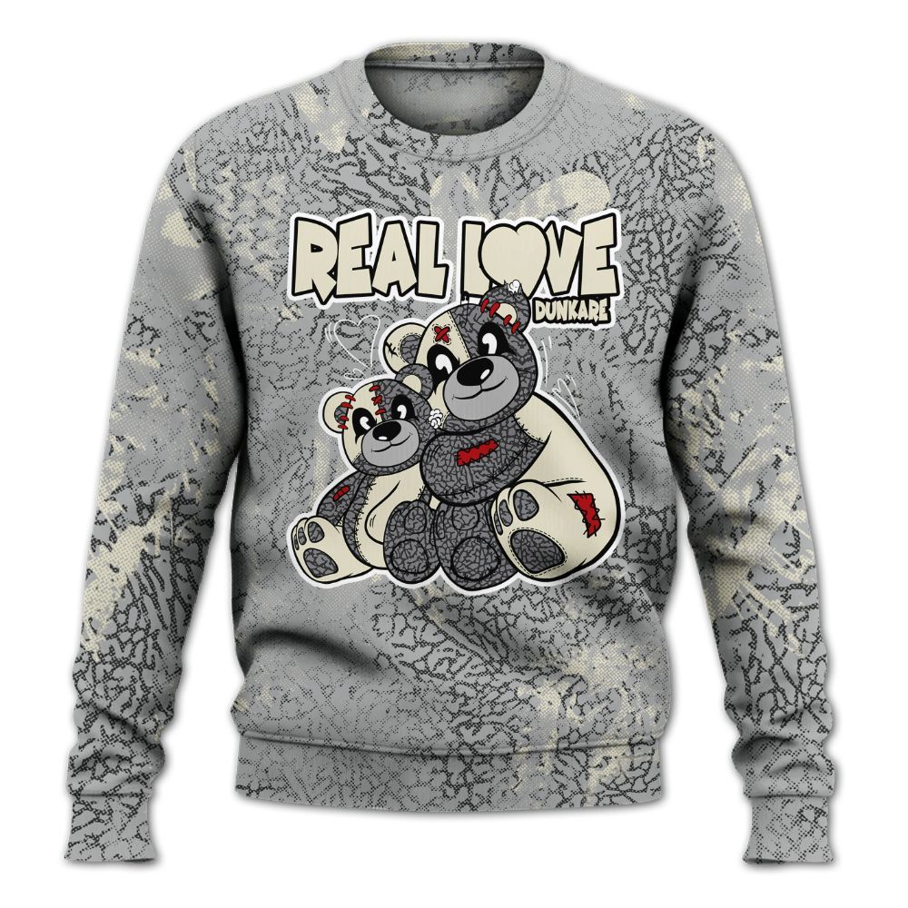 Sweatshirt To Match Cement Grey 3s - Sincere Fondness Bear All Over Print