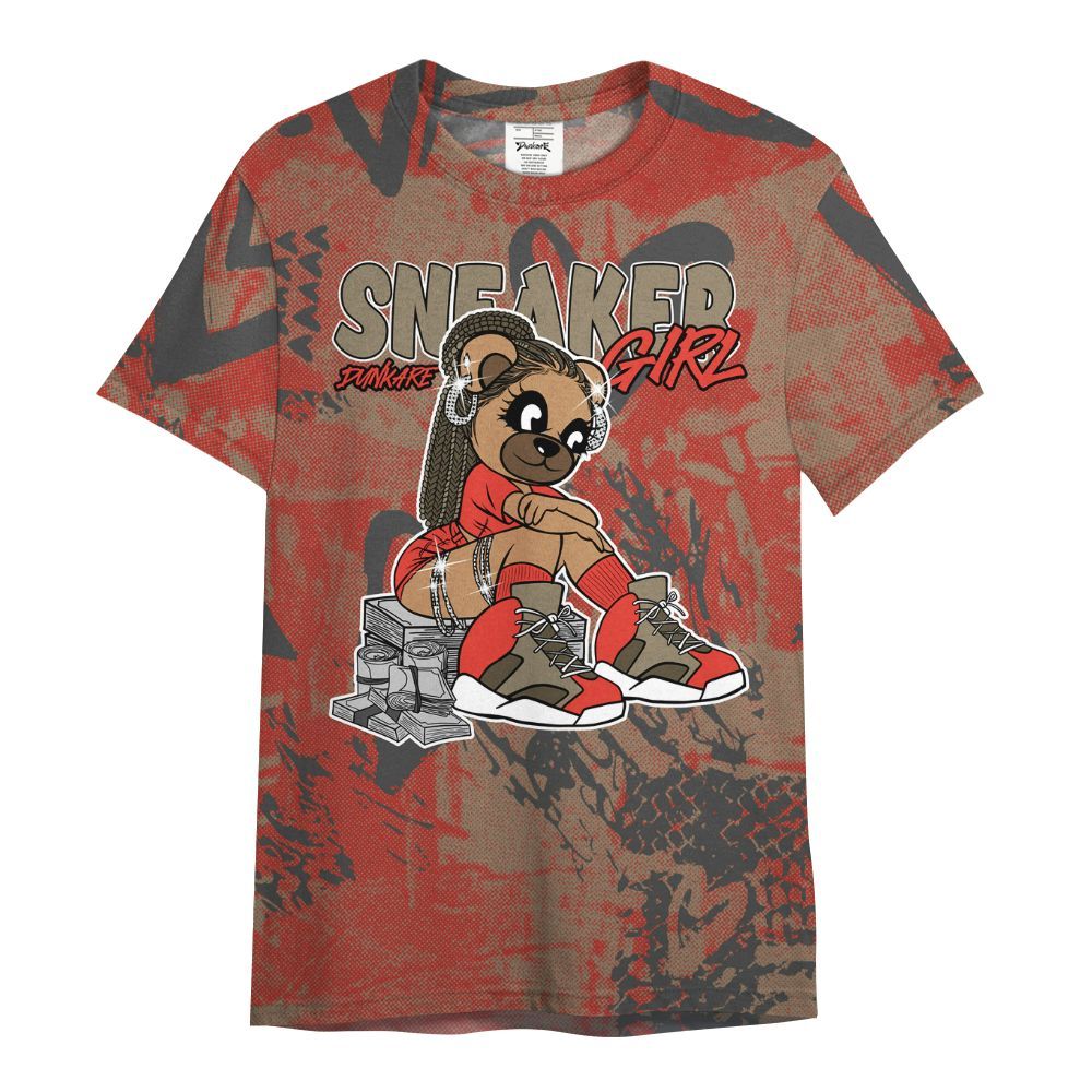 Shirt To Match Olive 9s - Sneaker Girl Bear Heart Grunge All Over Print