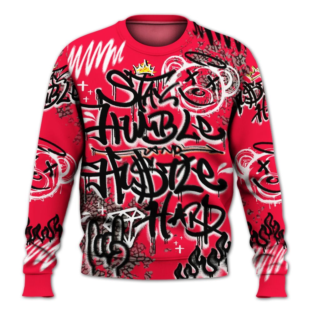 Sweatshirt To Match Retro Fire Red 3s - Humble Drip Streetwear Graffity All Over Print