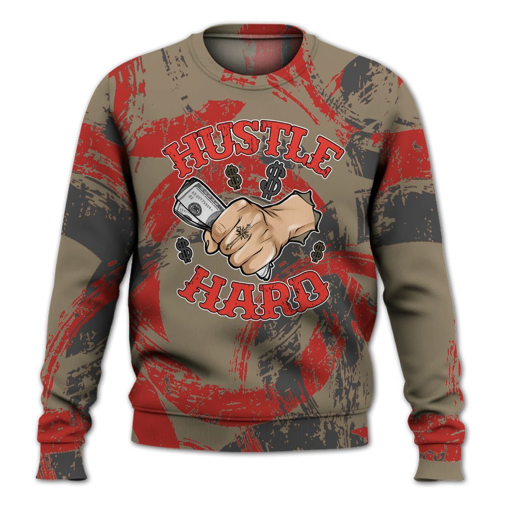 Sweatshirt To Match Olive 9s - Hustles Hard! Splash All Over Print
