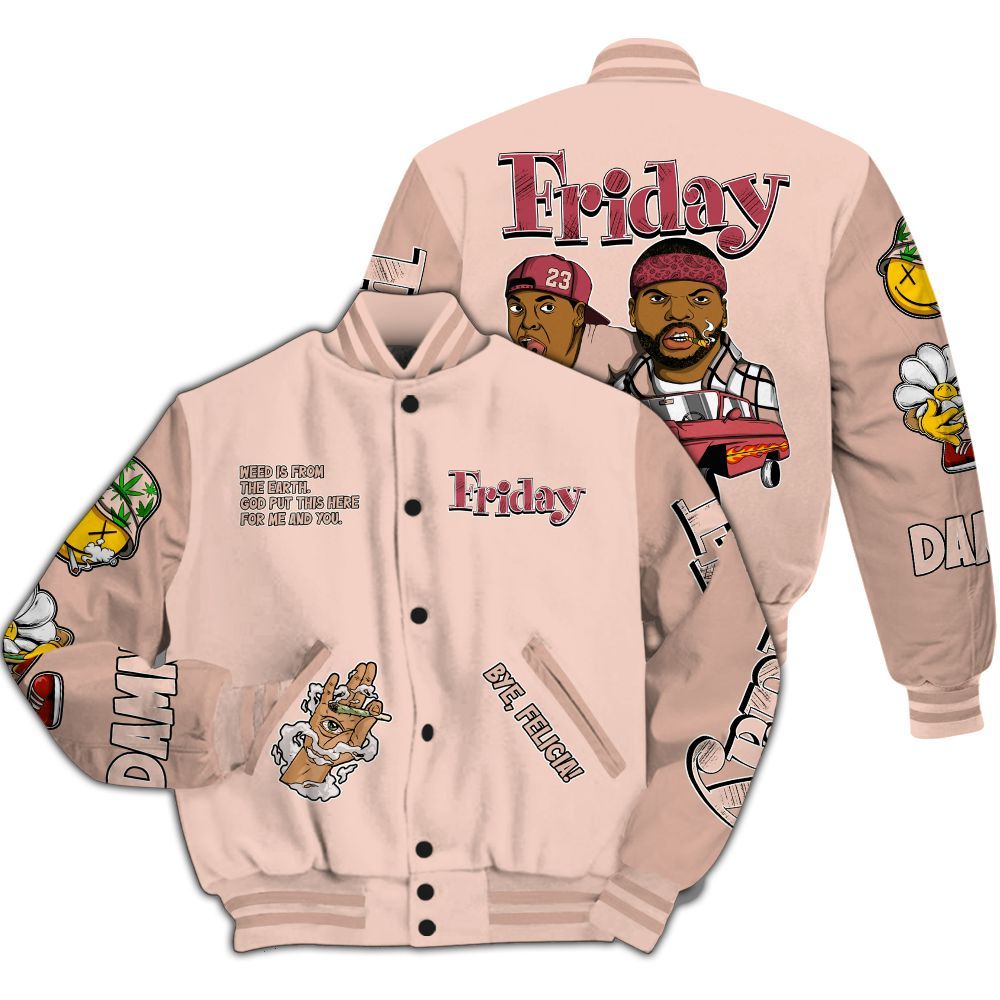 Varsity Jacket To Match Washed Coral 2s Shirt, Friday Sneaker Stress Style All Over Print