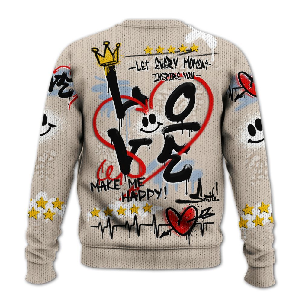 Sweater To Match Desert Sand 3s - Happy Love Beats Graffiti Streetwear Graphic