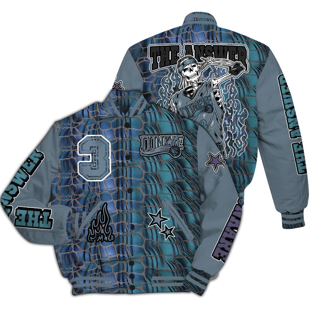 Varsity Jacket To Match Air Foamposite Kazuya Mishima - Allen Answer Skeleton All Over Print