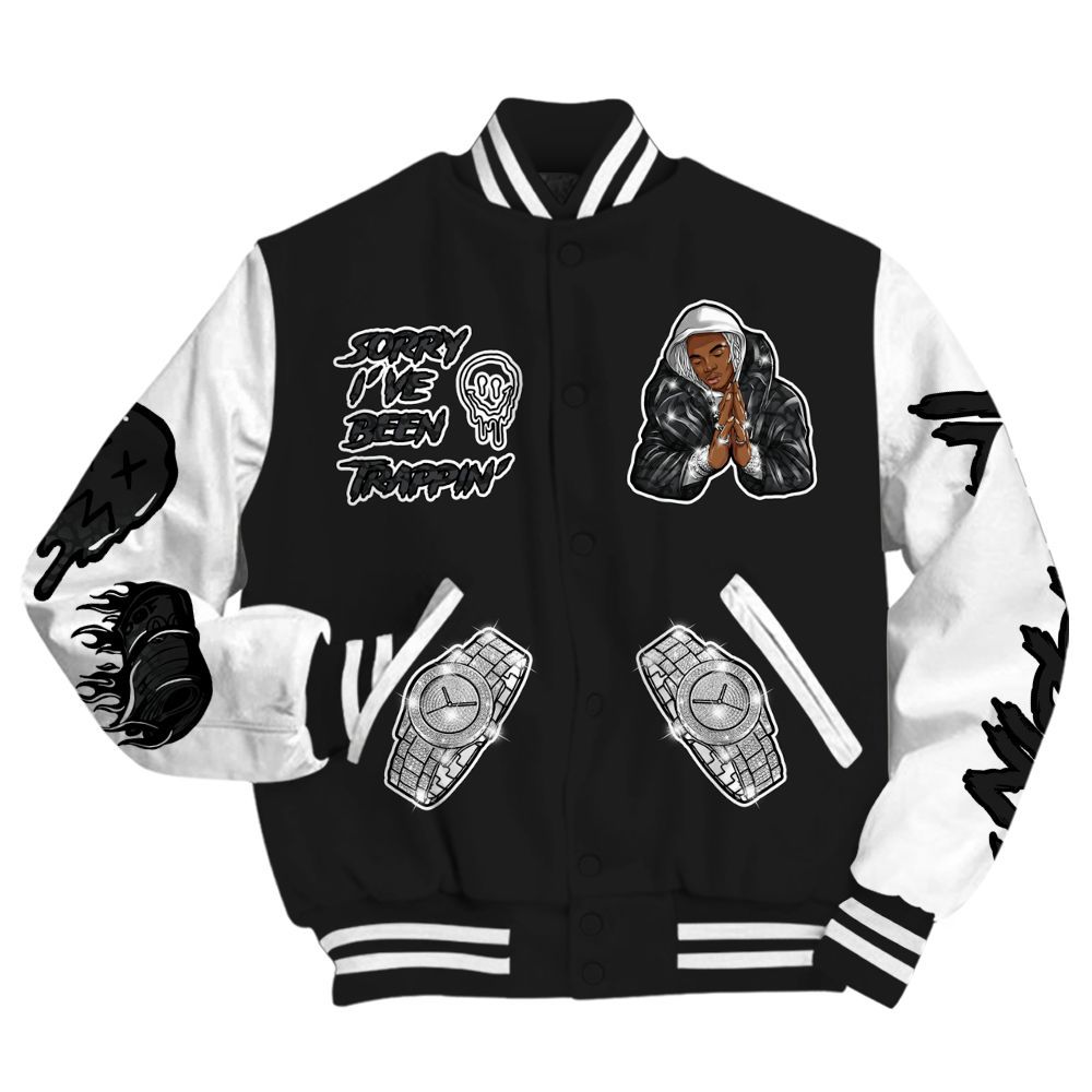 Varsity Jacket To Match Black Cat 3s - Trappin' Unique All Over Print