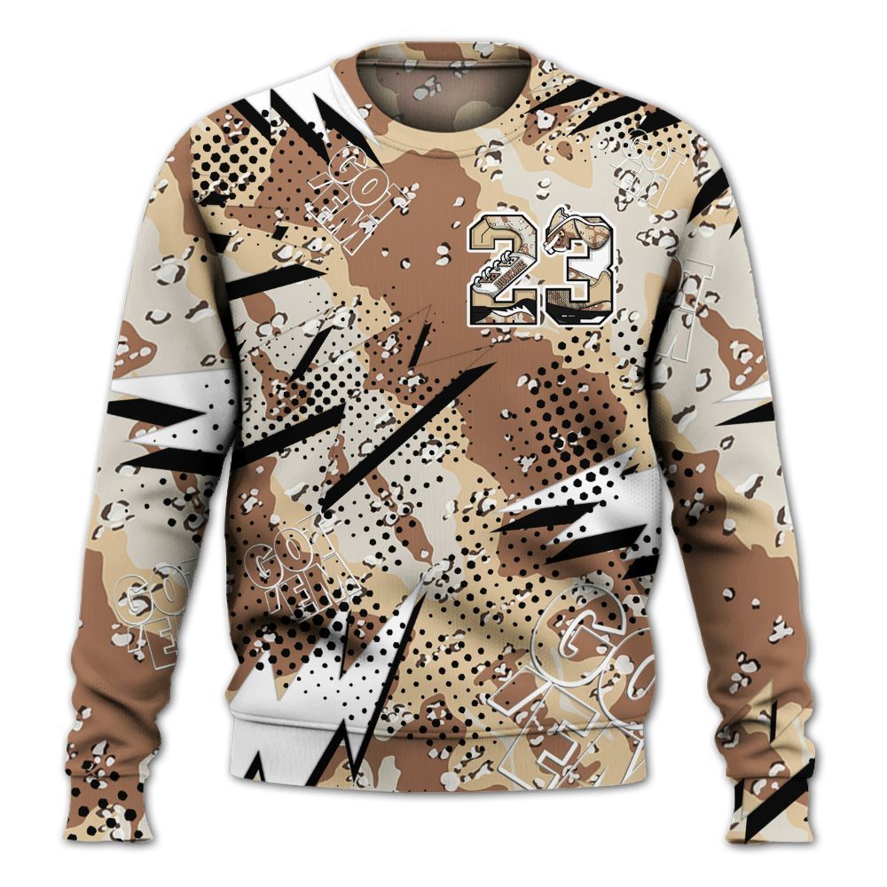 Sweatshirt To Match Desert Camo 3s - Custom Name Number 23 5s All Over Print