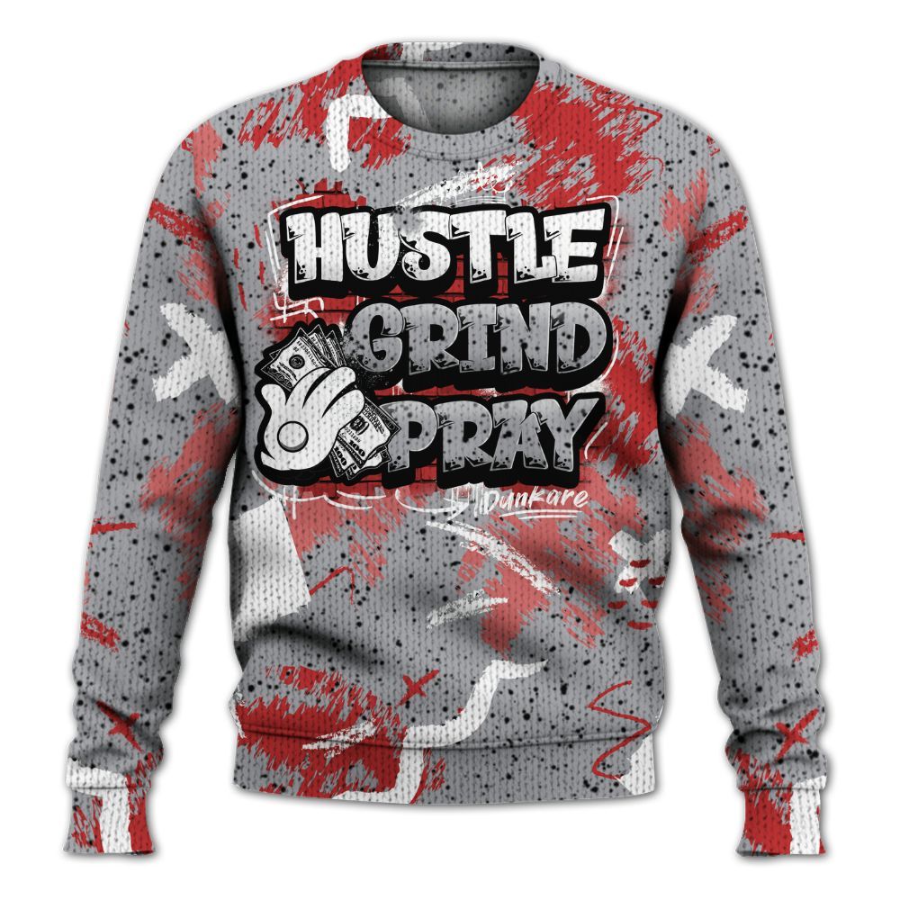 Knitted Sweater To Match White Cement 4s - Hustle Grind Pray Retro