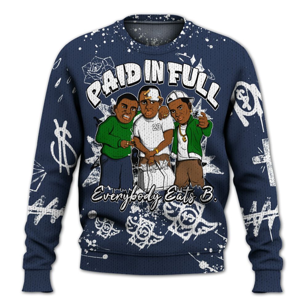 Knitted Sweater To Match Midnight Navy 13s - Everybody Paid In Full Crayon
