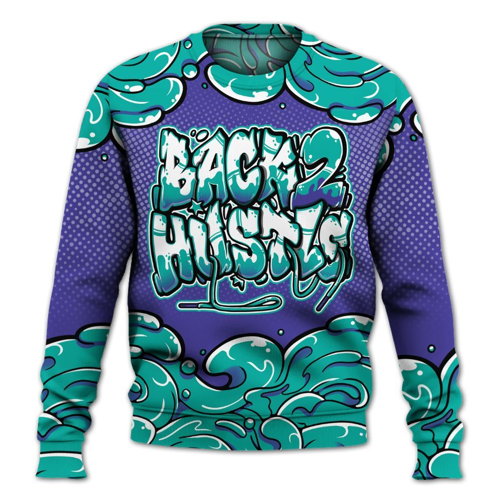 Sweatshirt To Match Retro Grape 5s - Back 2 Hustles Typo All Over Print