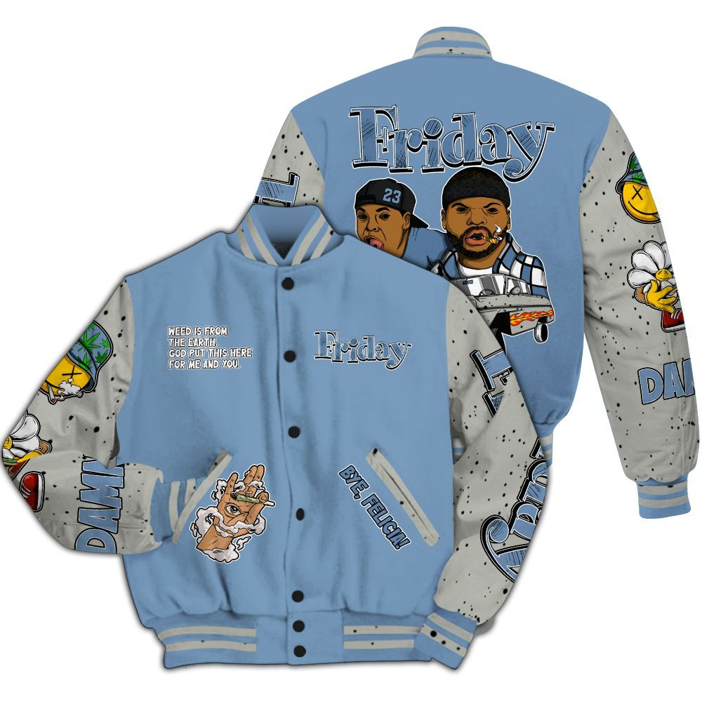 Varsity Jacket To Match University Blue 4s - Friday Sneaker Stress Style All Over Print