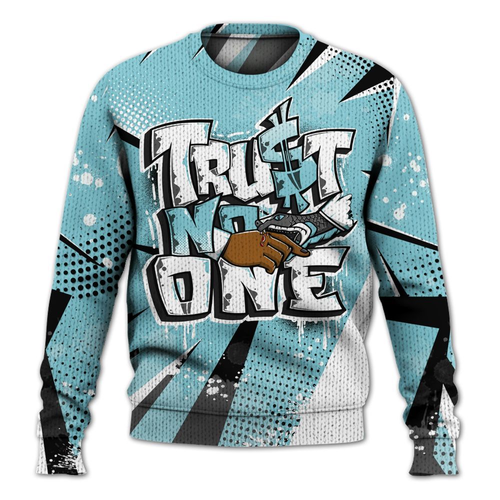 Knitted Sweater To Match Low Legend Blue 11s - Poly Trust No One Dripping