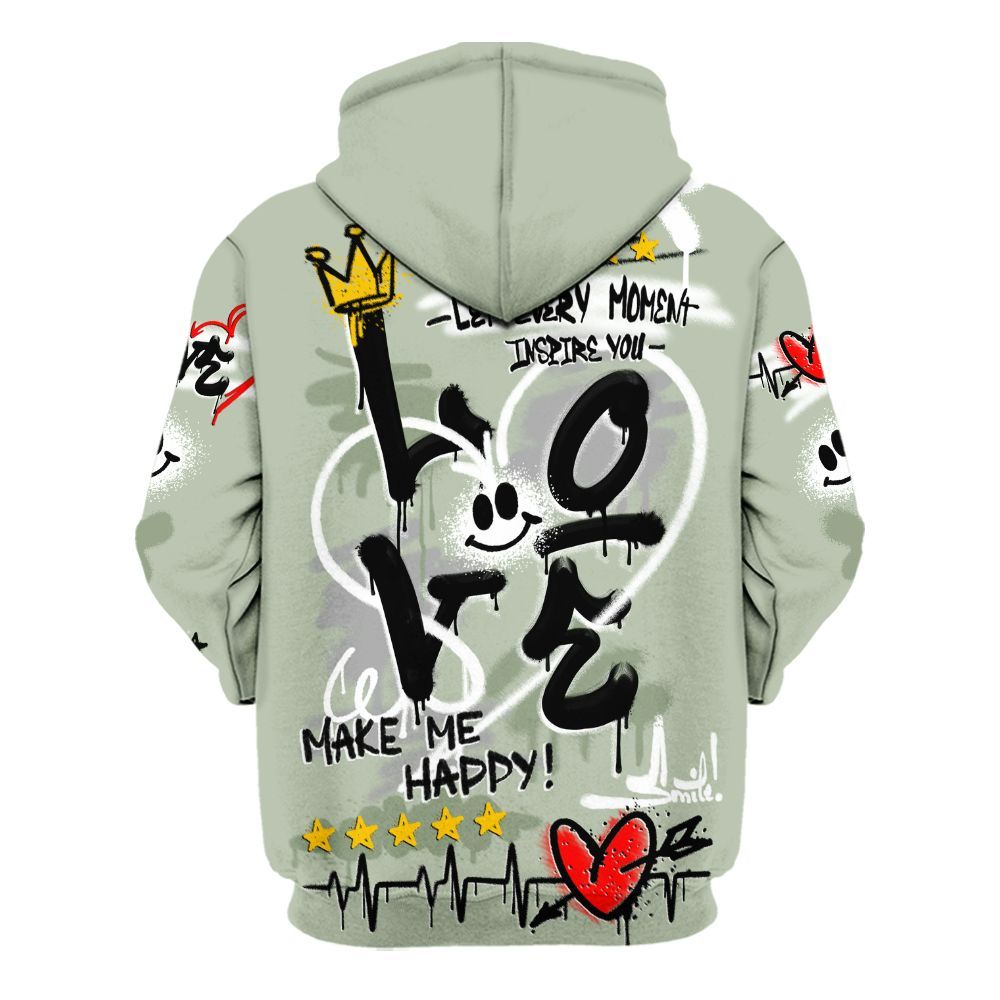Hoodie To Match Seafoam Sail 4s - Happy Love Beats Graffiti Streetwear All Over Print