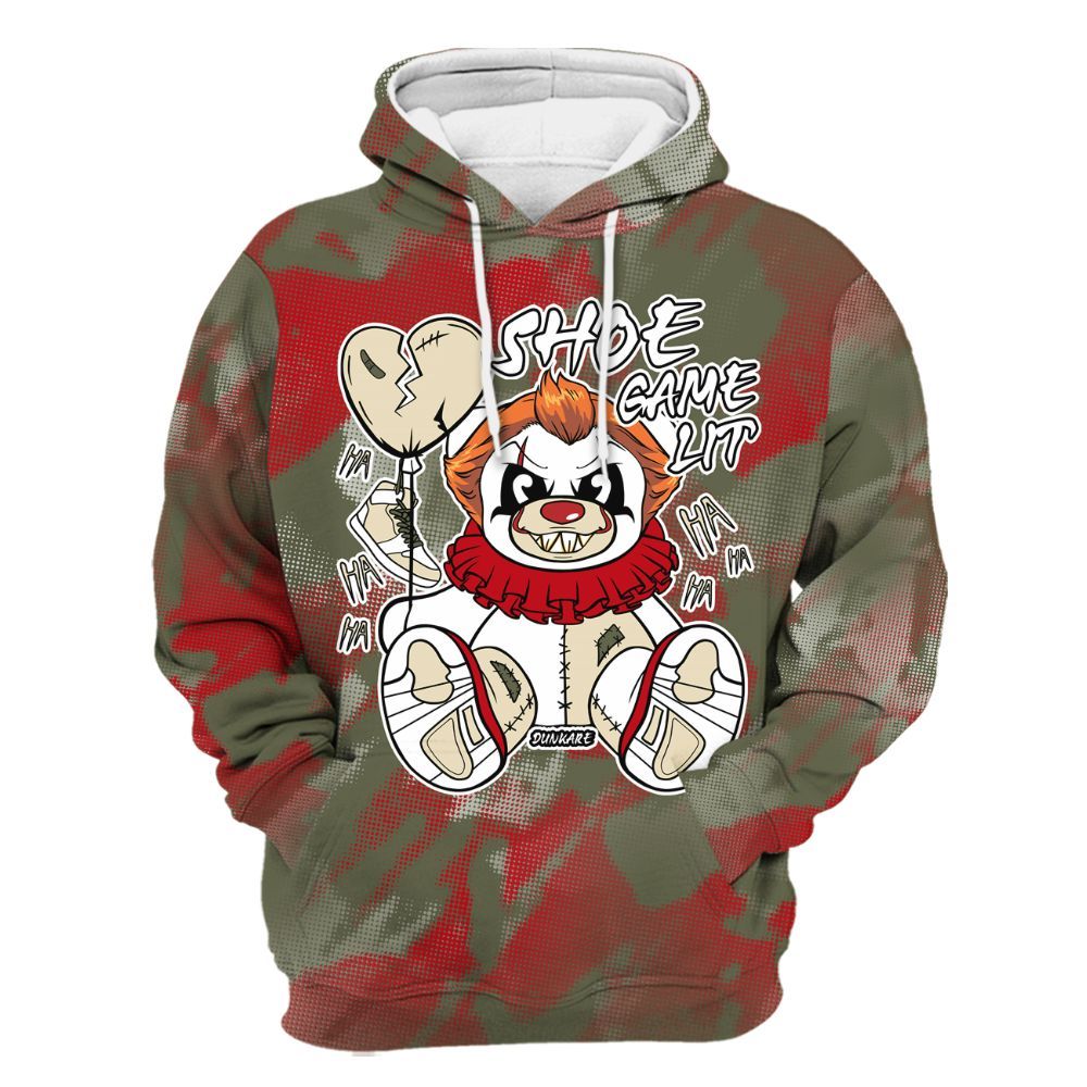 Hoodie To Match Travis Scott Low OG Medium Olive 1s - Shoe Game Bear Abstract Halftone All Over Print