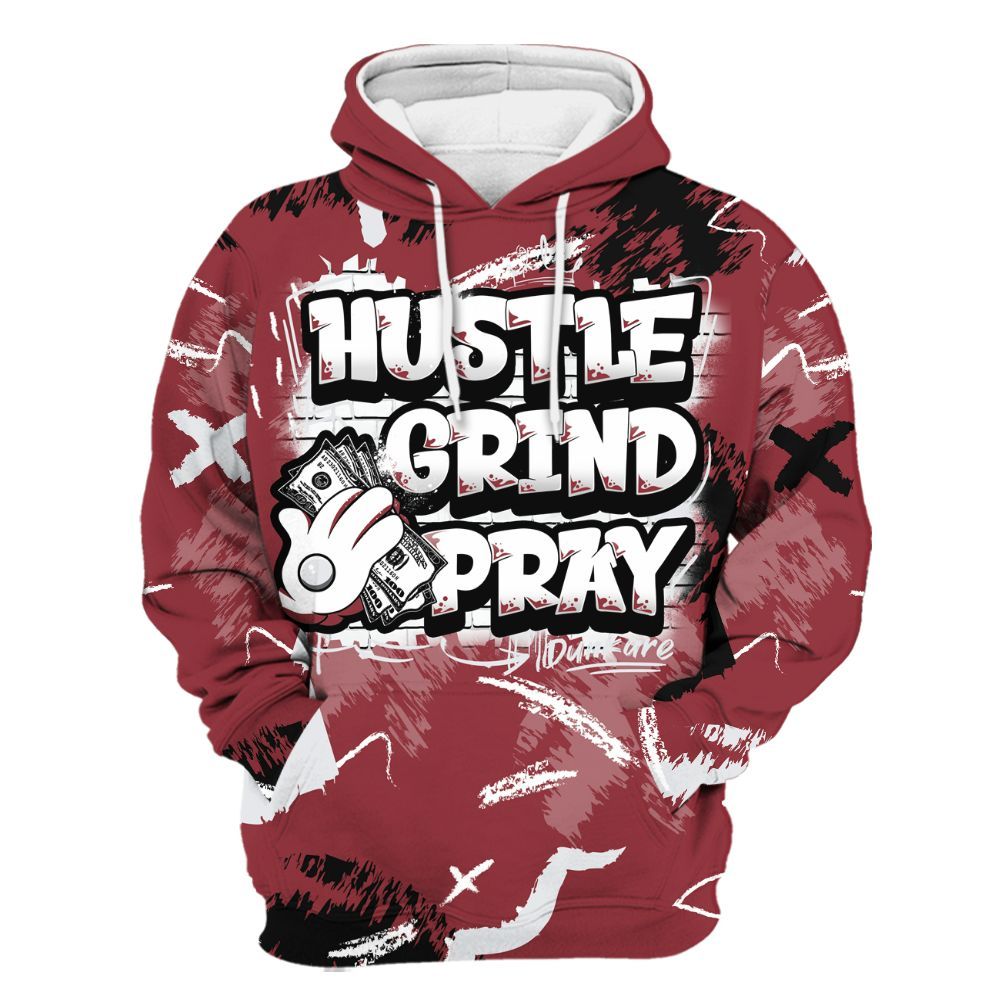 Hoodie To Match Black Toe 14s - Hustle Grind Pray Retro All Over Print