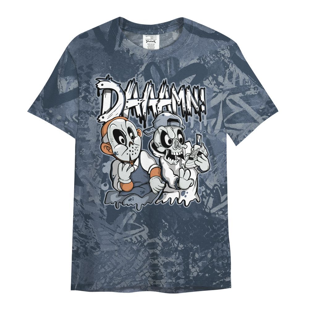 Shirt To Match Low Diffused Blue 11s - Damn Shoe Graphic Heart Grunge All Over Print