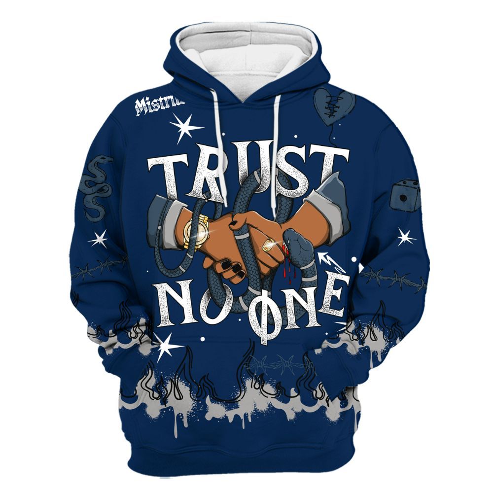 Hoodie To Match SB White Navy 4s - Trust No One Snake-Bite Doodle Crayon All Over Print