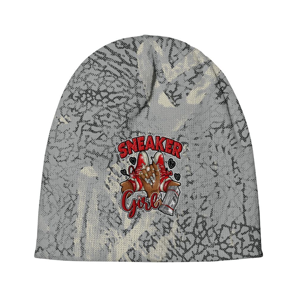 Beanie Hat To Match Cement Grey 3s - Sneakerz Girlz Heart Grunge Graphic