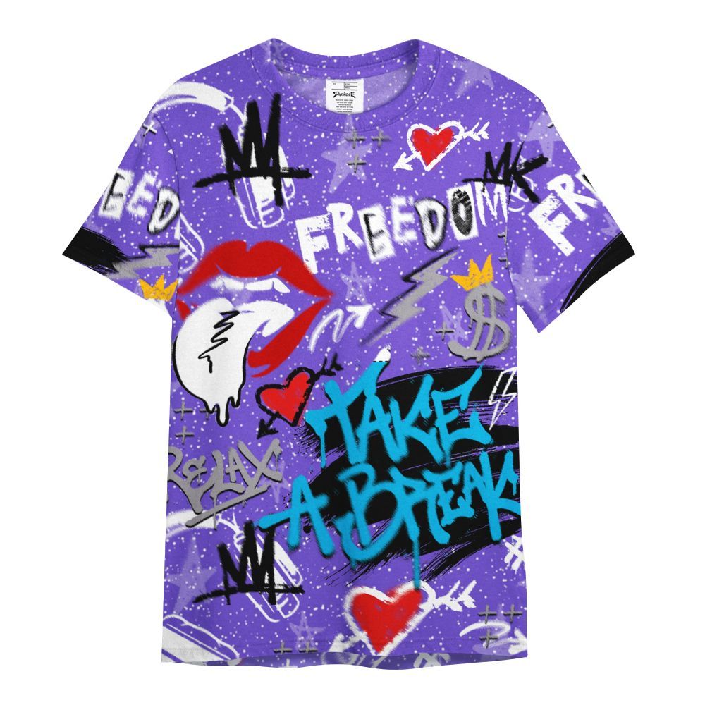 Shirt To Match Retro Aqua 8s - Take Break Freedom Graffiti Streetwear All Over Print
