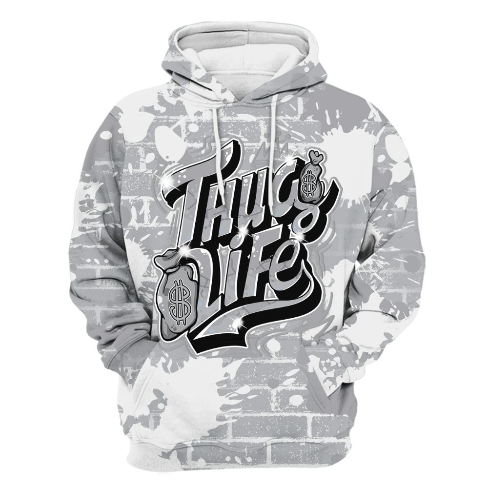 Hoodie To Match Low OG Wolf Grey 1s - Free Thug Living Graphic Brick Art All Over Print