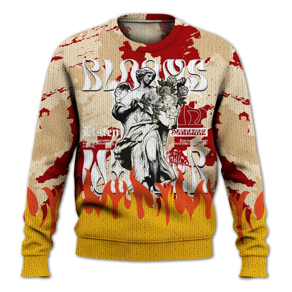 Knitted Sweater To Match Dunk Low Strawberry Waffle - Blooms Whisper Retro