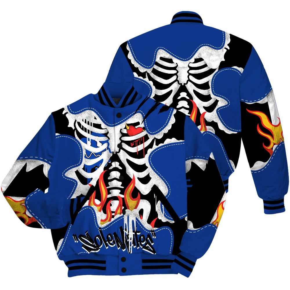 Varsity Jacket To Match Air Foamposite One Royal - Skeleton Burning Heart Drip All Over Print
