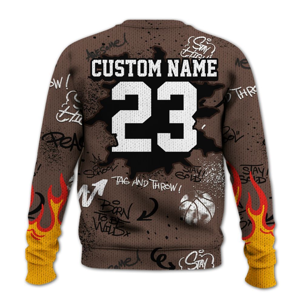 Knitted Sweater To Match Air Force 1 Low Escape - Number 23 Basketball Bear Custom Name