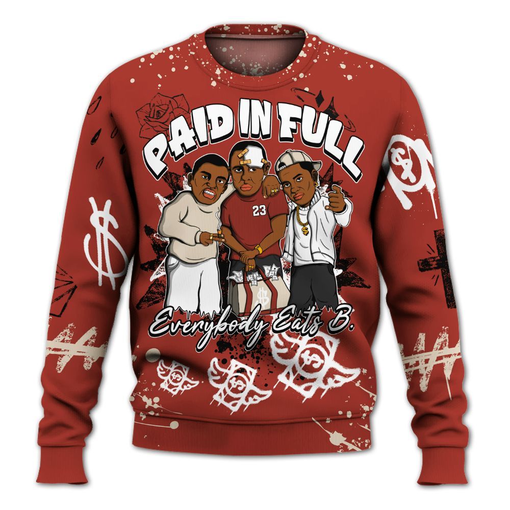 Sweatshirt To Match Brick After Brick 4s - Everybody Paid In Full Crayon All Over Print