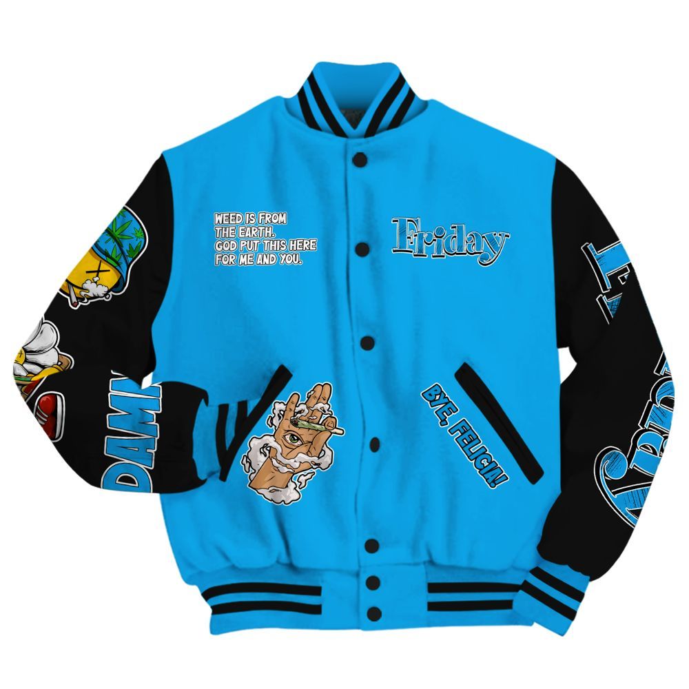 Varsity Jacket To Match Black University Blue 2022 13s - Friday Sneaker Stress Style All Over Print