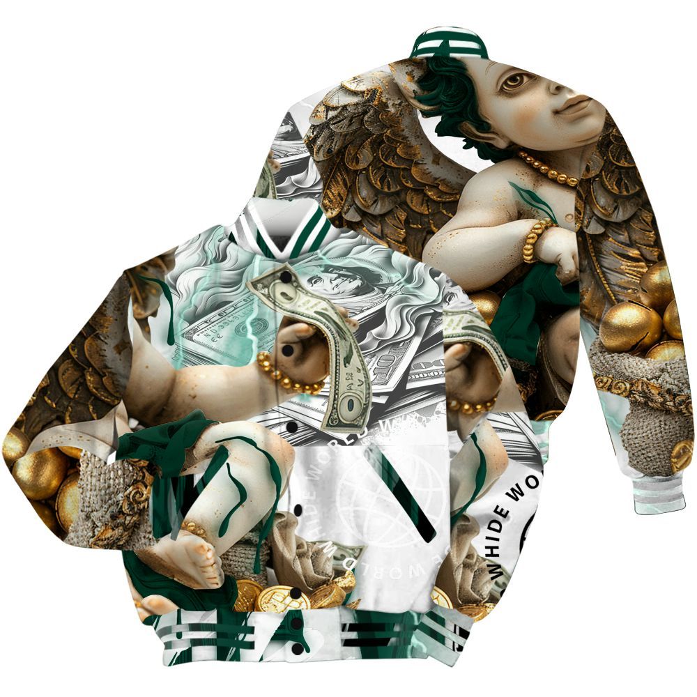 Varsity Jacket To Match Oxidized Green 4s - Money Talk Angel All Over Print