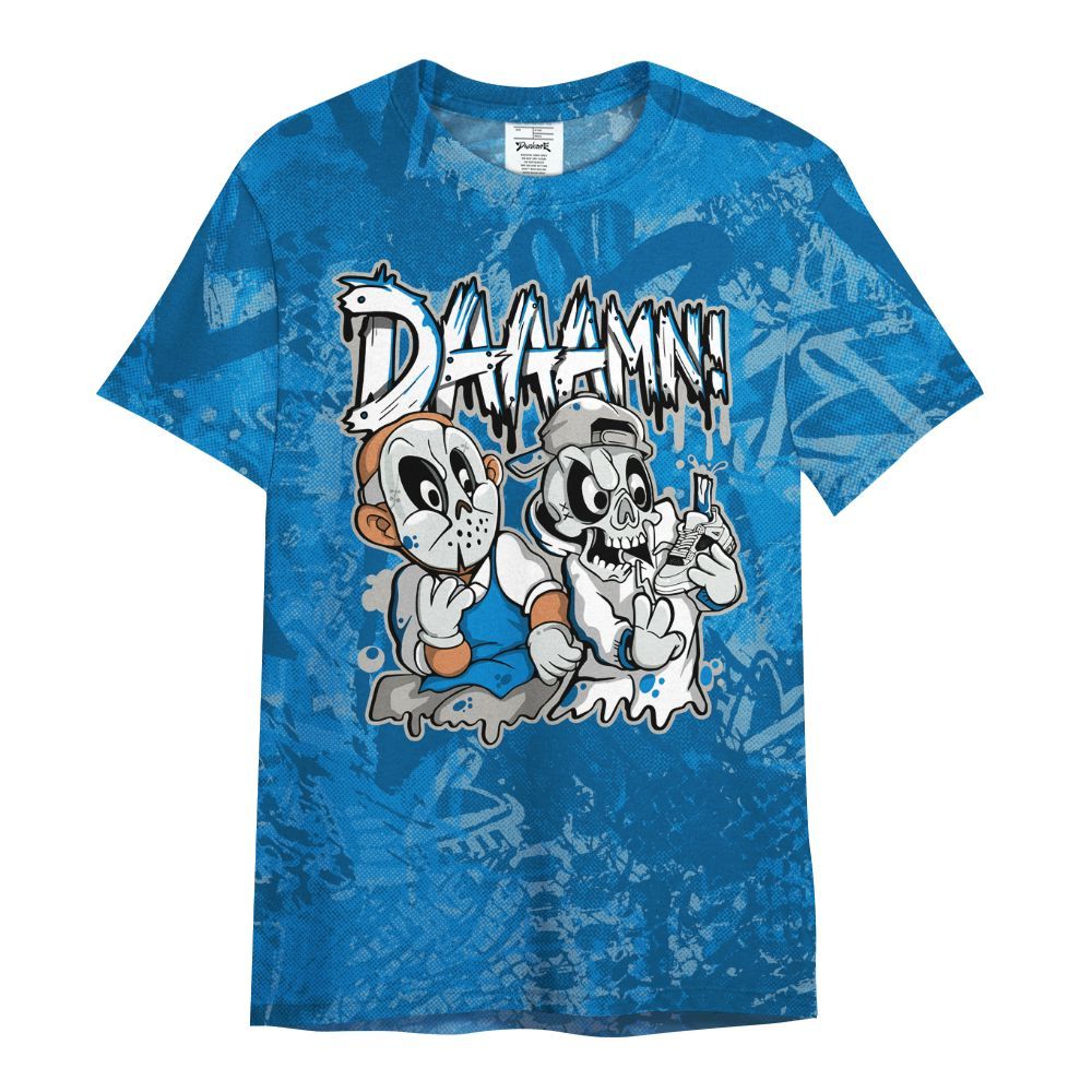 Shirt To Match Industrial Blue 4s - Damn Shoe Graphic Heart Grunge All Over Print