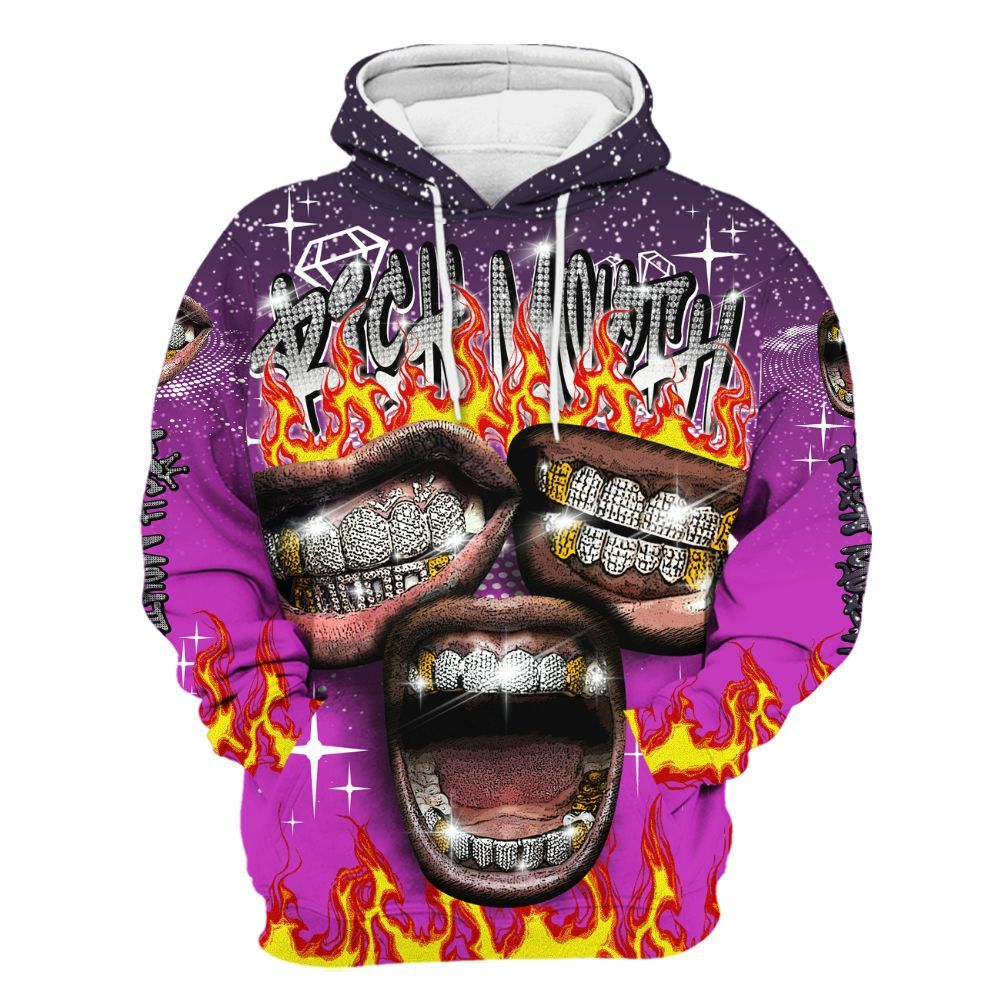 Hoodie To Match Ja 2 Staregazer - Rich Mouth Fire Rap Retro 90s All Over Print