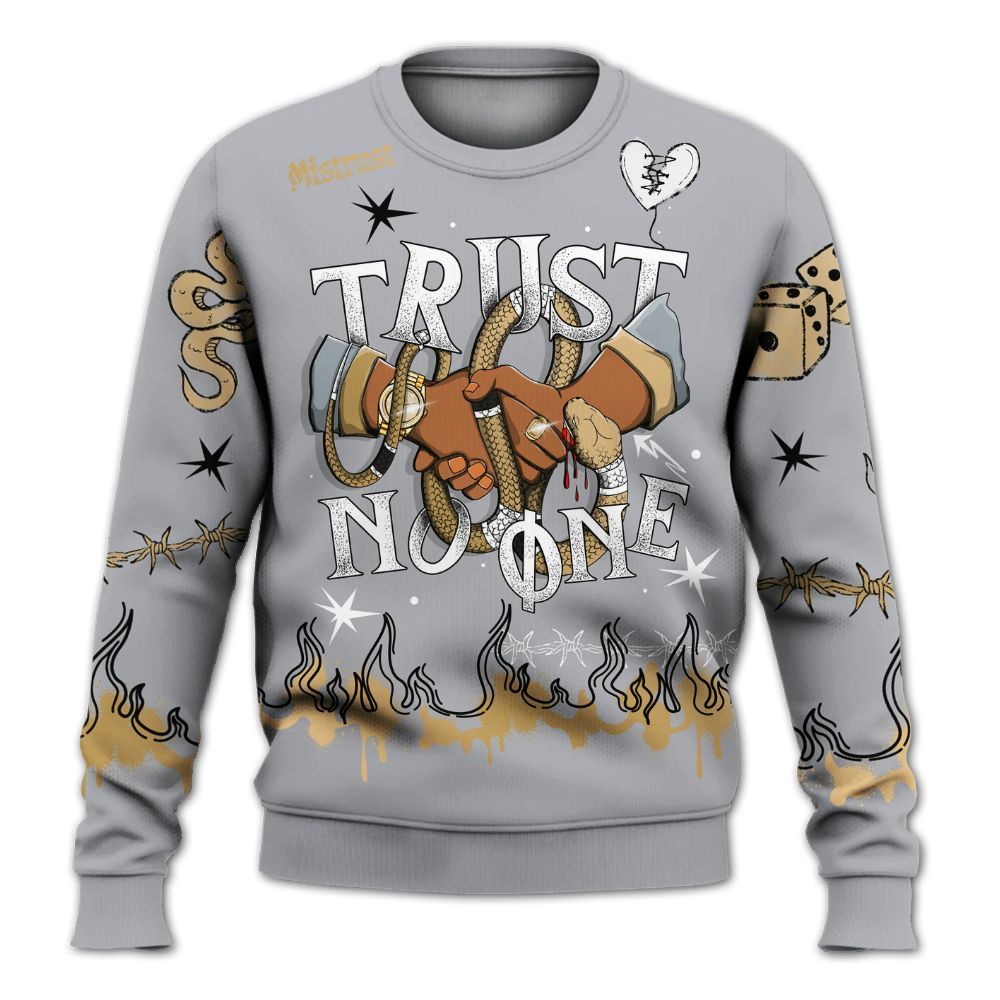 Sweatshirt To Match Retro High OG Cool Grey 1s - Trust No One Snake-Bite Doodle Crayon All Over Print