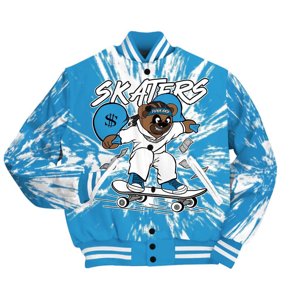 Varsity Jacket To Match Powder Blue 9s - Skaters Bear Luxury Varsity Jacket Unisex