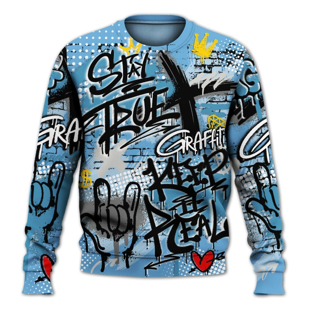 Sweatshirt To Match SB Dunk Low University Blue - True It Real Graffiti Streetwear All Over Print